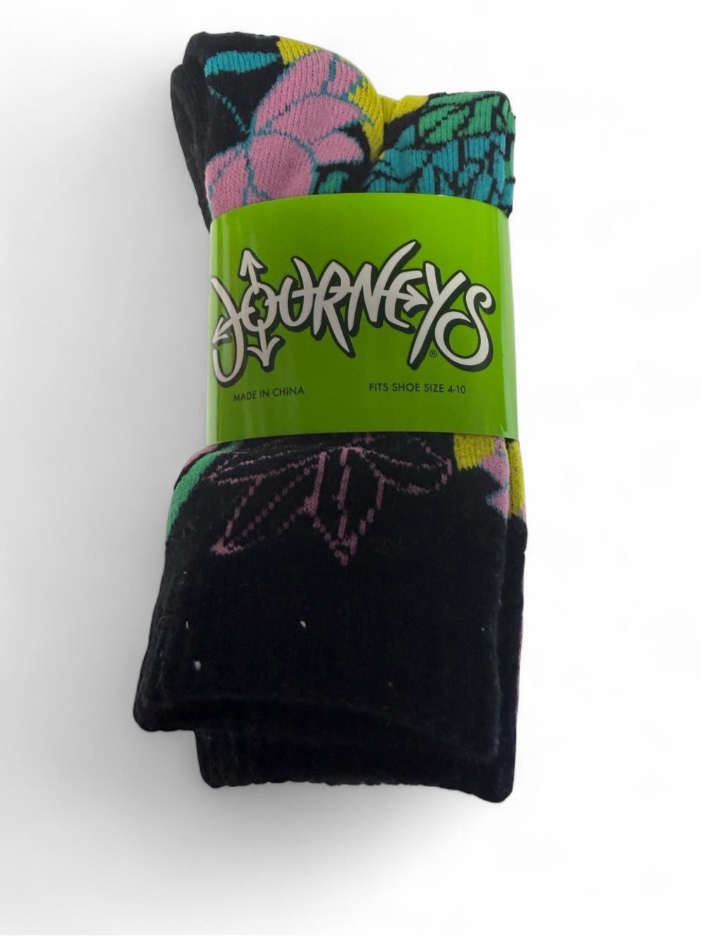 NWT Journeys SlangKO 5 Pack Crew Socks Floral Colorful Shoe Size 4-10